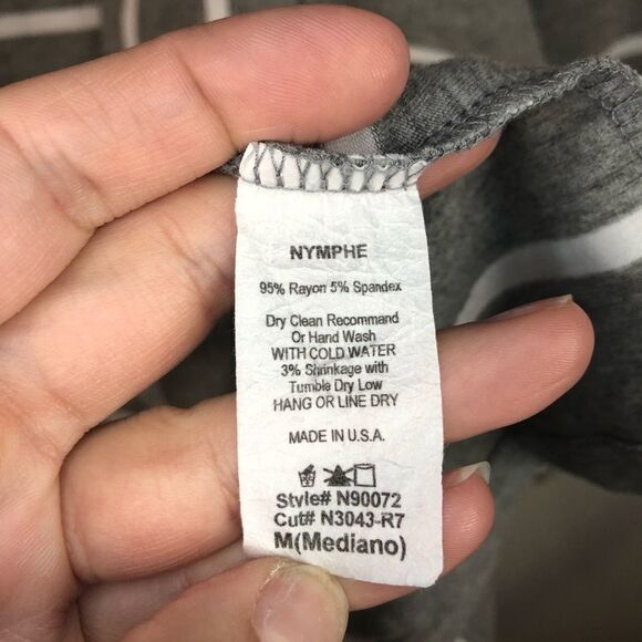 Nymphe Grey White Striped Open Front Cascade Cardigan Sweater Cover Up Medium - Picture 5 of 7